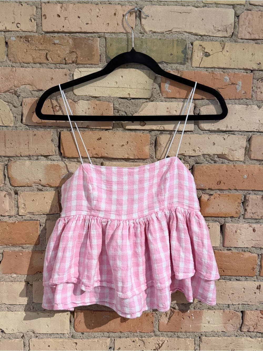 Urban outfitters pink gingham top sz small